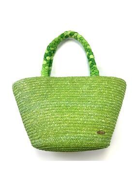 Cappelli NWT straw handbag kiwi green straw with braided handle zip top